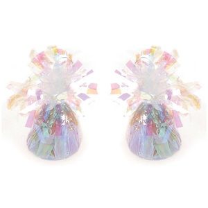 Set of 2 Iridescent Foil Helium Balloon Weights Base